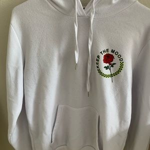 white graphic rose hoodie- s